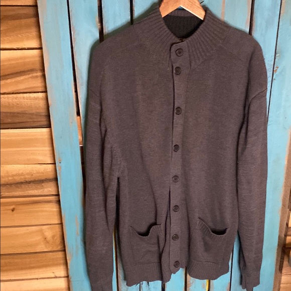 Oscar De La Renta Gray Cardigan Sweater size XL two pockets button up - Picture 1 of 7